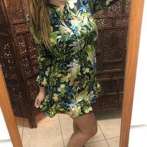 Jcrew Silk Floral Tie Button Cinch Waist Dress